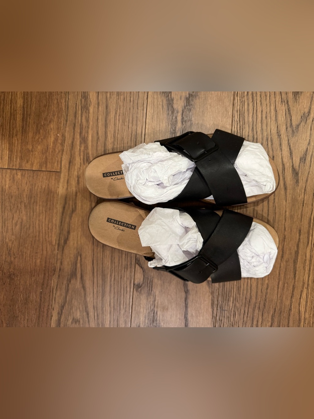 Clarks Black cross cross Slide Sandals